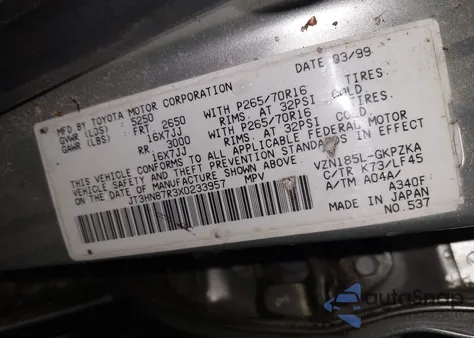 1999 Toyota 4Runner Limited V6 from USA, damaged, VIN JT3HN87R3X0233957